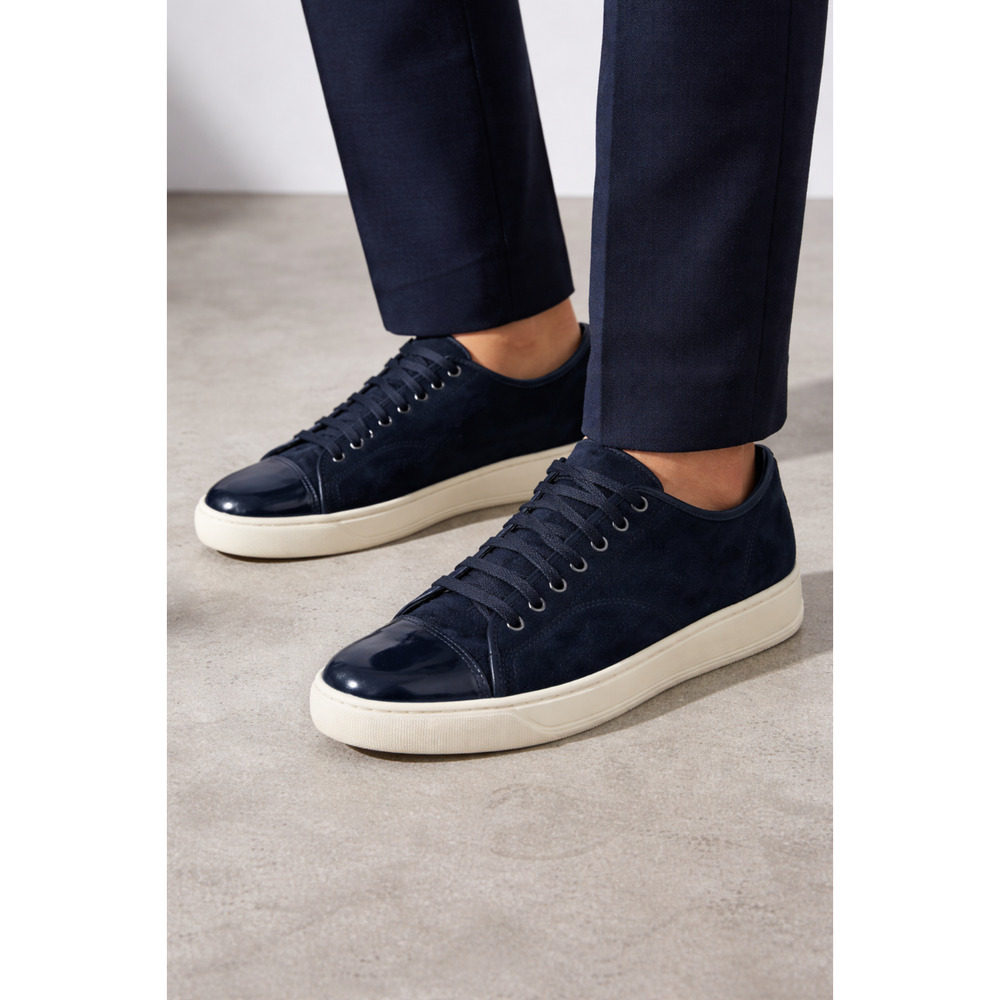 Lanvin Men's DBB1 Dark Blue Suede Loafers Shoes Size 11 Designer Slip-On Sneaker